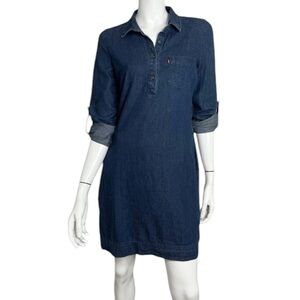 Levi’s Long Sleeve Blue Denim Jean Midi Shirt Dress